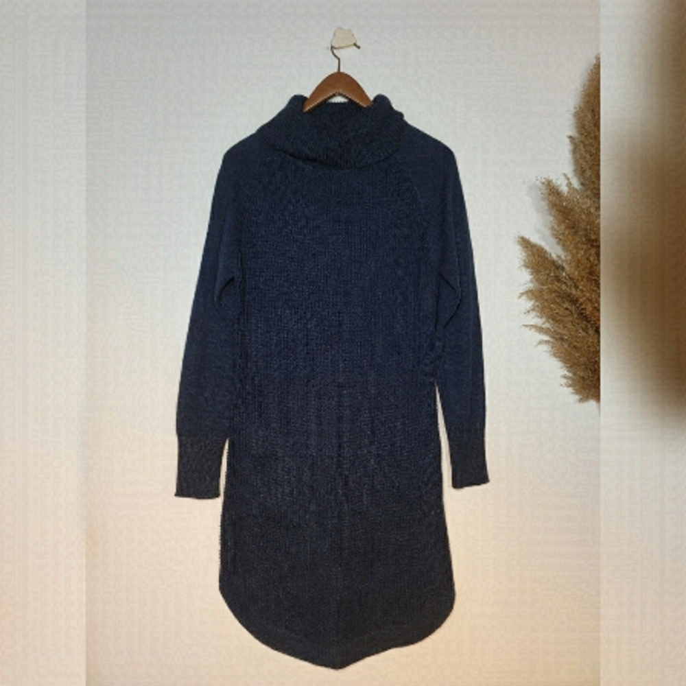 Lili Morgan blue cowl neck sweater dress medium